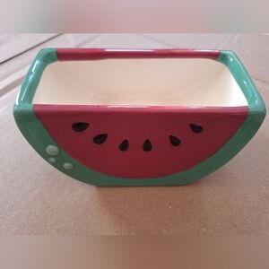 🍉 Watermelon Ceramic Planter / Organizer – Cute Fruit Design